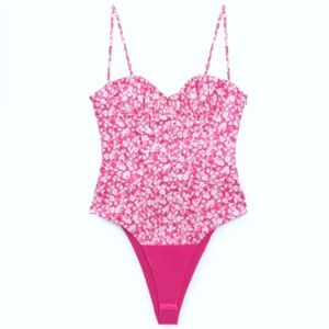 NWT - Zara Pink & White Sweetheart Corset Bodysuit - Various Sizes